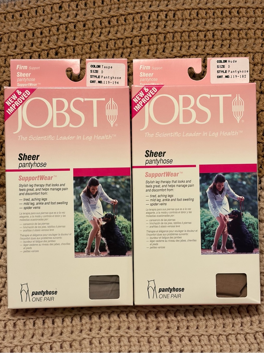 JOBST Vintage Sheer SupportWear Pantyhose in Taupe/Nude Two Pair Size D